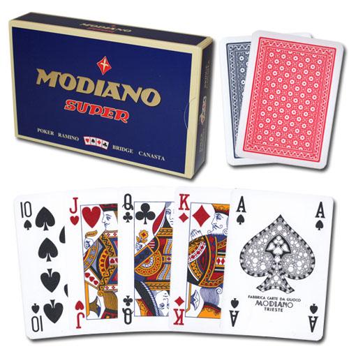 Modiano 100% Plastic Playing Cards | Super Fiori 4-pip Blue/Red