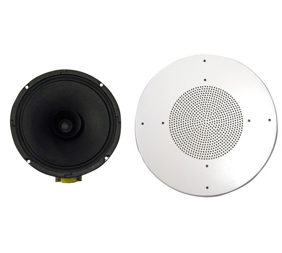 Ceiling Speaker Combo - 8" w/10 oz. Magnet & Dual 70/25v Transformer & White Metal Grill