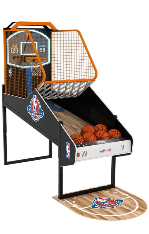 Classic arcade style basketball game for home entertainment or coin-operated arcade machine needs.