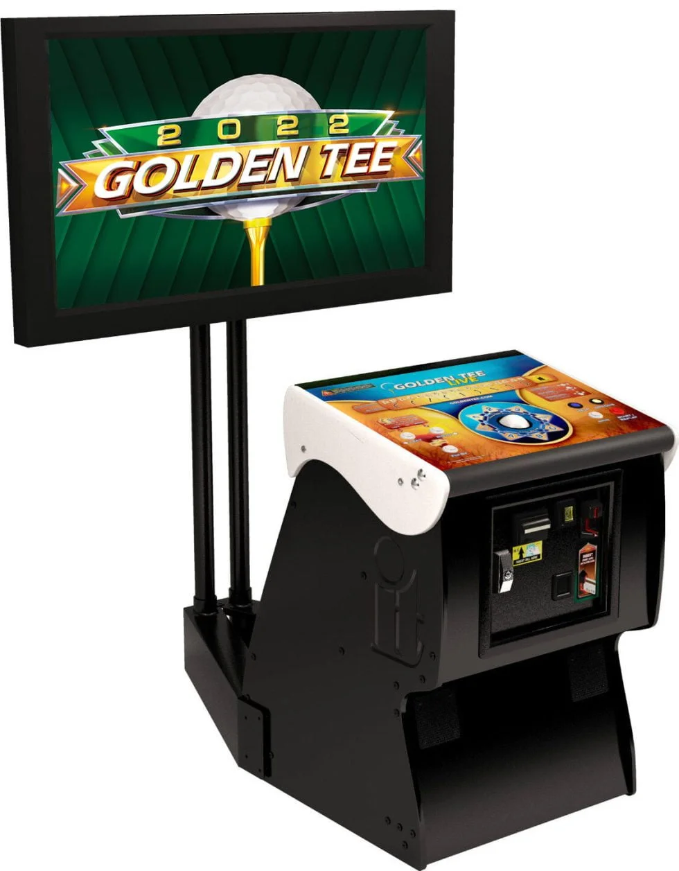 Reconditioned Golden Tee 2022 pedestal style machine for home entertainment systems.