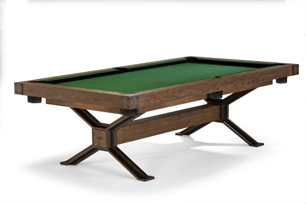 Industrial inspired pool table for home game room needs.