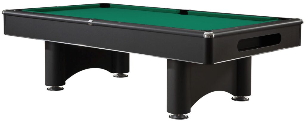 Sleek pool table for home arcade room.